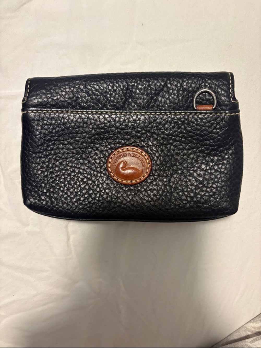 Dooney & Bourke Black with Brown Trim Pebble Grain Satchel - Picture 7 of 8